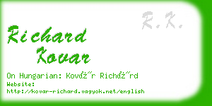 richard kovar business card